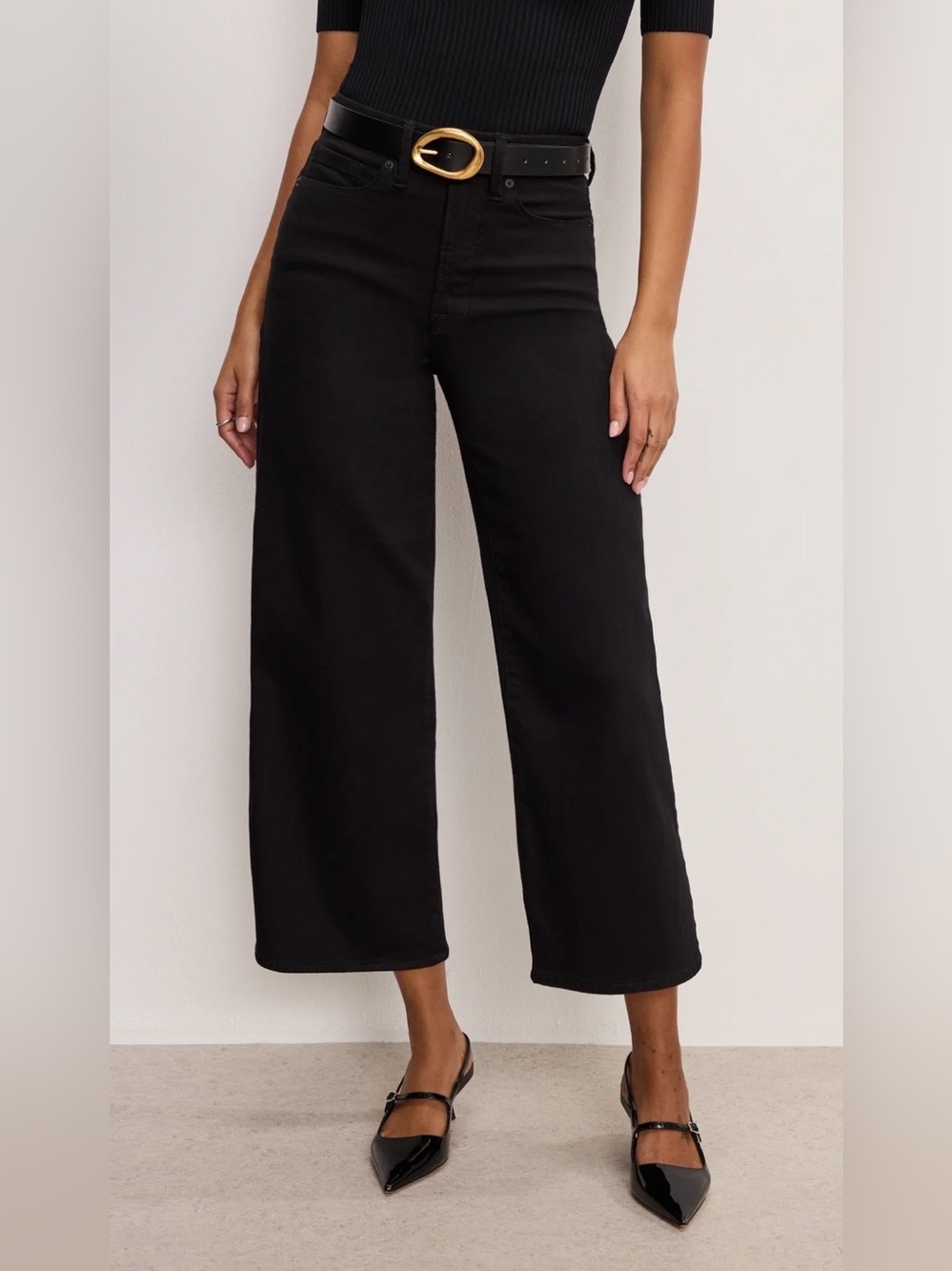 Good American Good Waist Cropped Palazzo Jeans (Size 8) - Picture 3 of 10